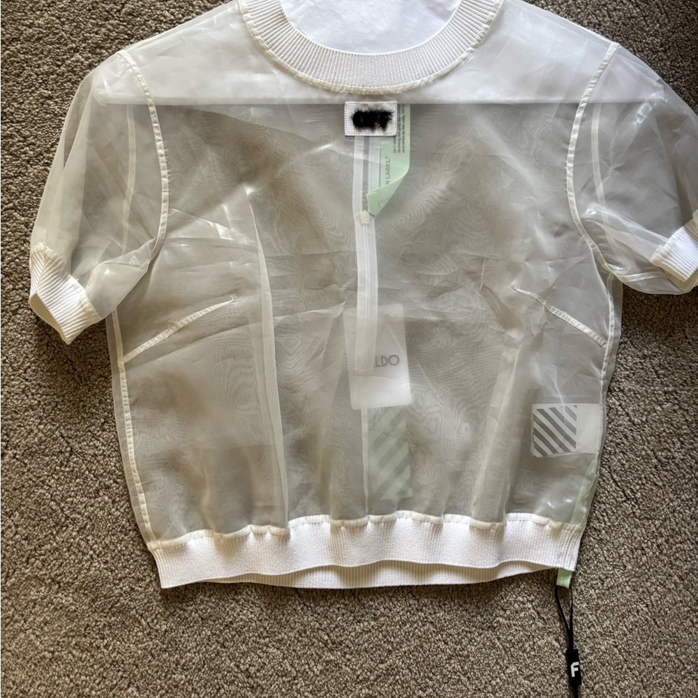 Women Off-white Sheer Top
